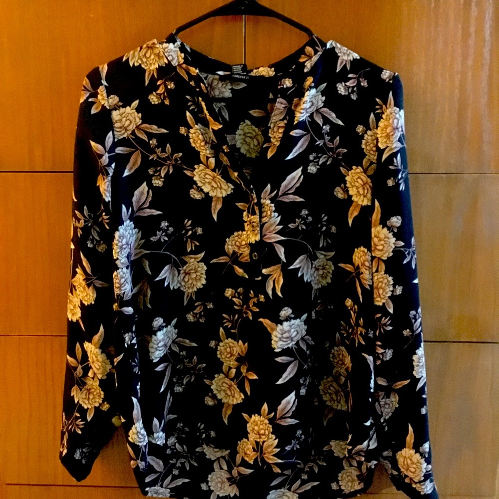 Black and pink floral blouse